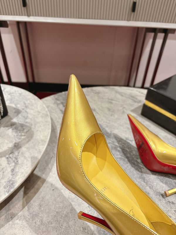CL Kate Pumps 100mm Yellow Shiny Calfskin 345985