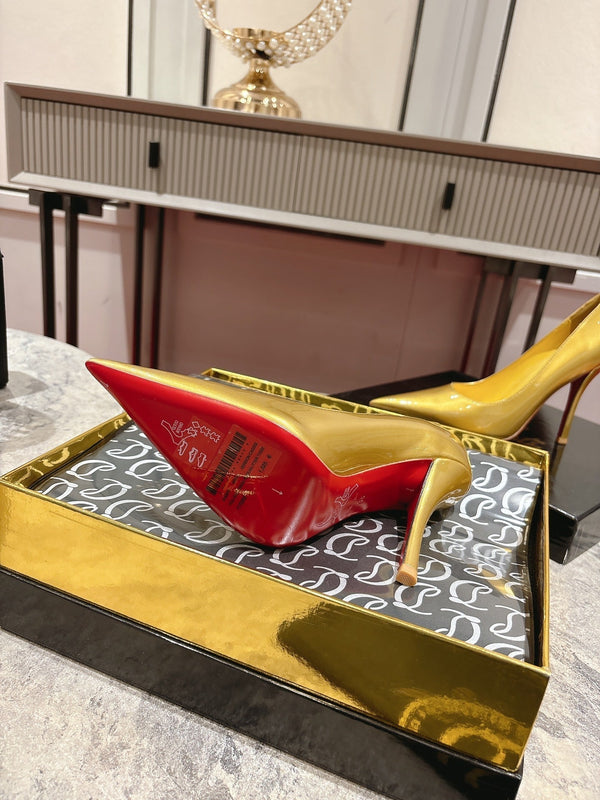 CL Kate Pumps 100mm Yellow Shiny Calfskin 345985