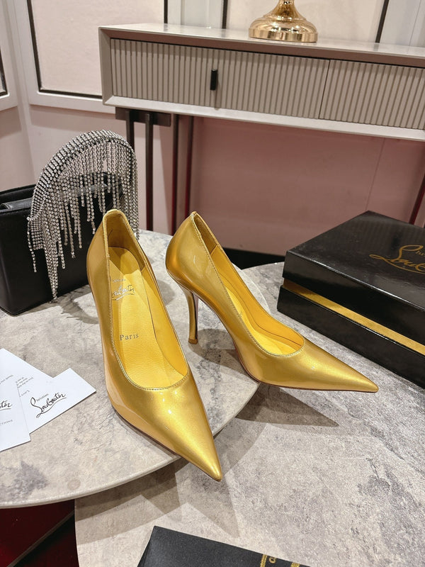 CL Kate Pumps 100mm Yellow Shiny Calfskin 345985