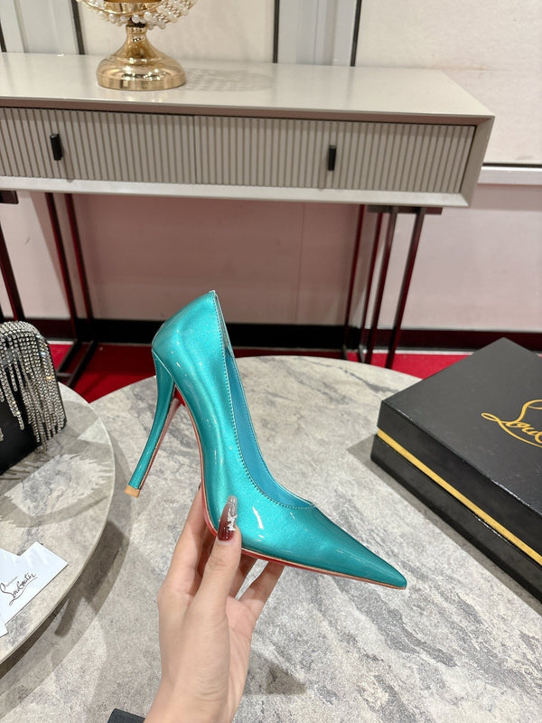 CL Kate Pumps 100mm Blue Shiny Calfskin 345986