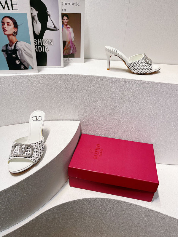 VT High Heeled Sandals White Sheepskin 292788