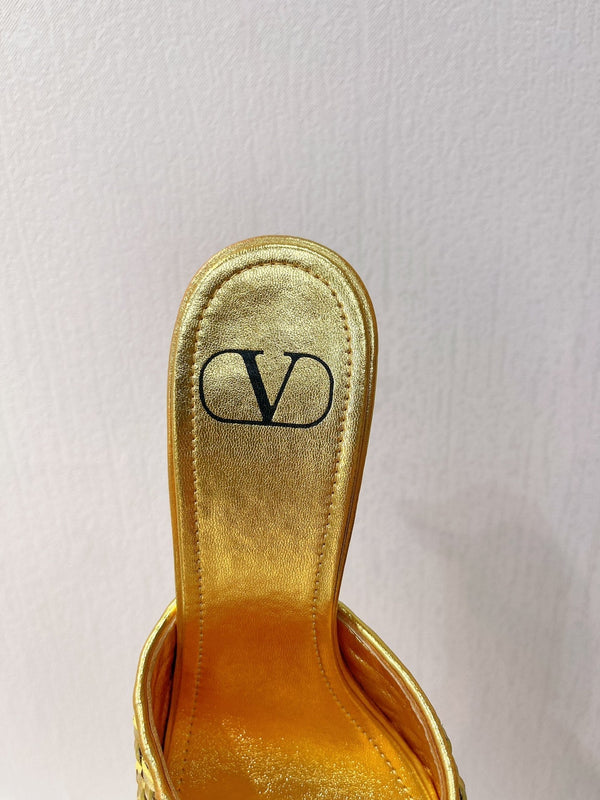 VT High Heeled Sandals Gold Sheepskin 292795