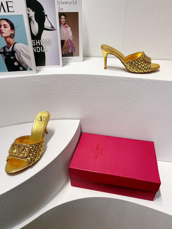 VT High Heeled Sandals Gold Sheepskin 292795