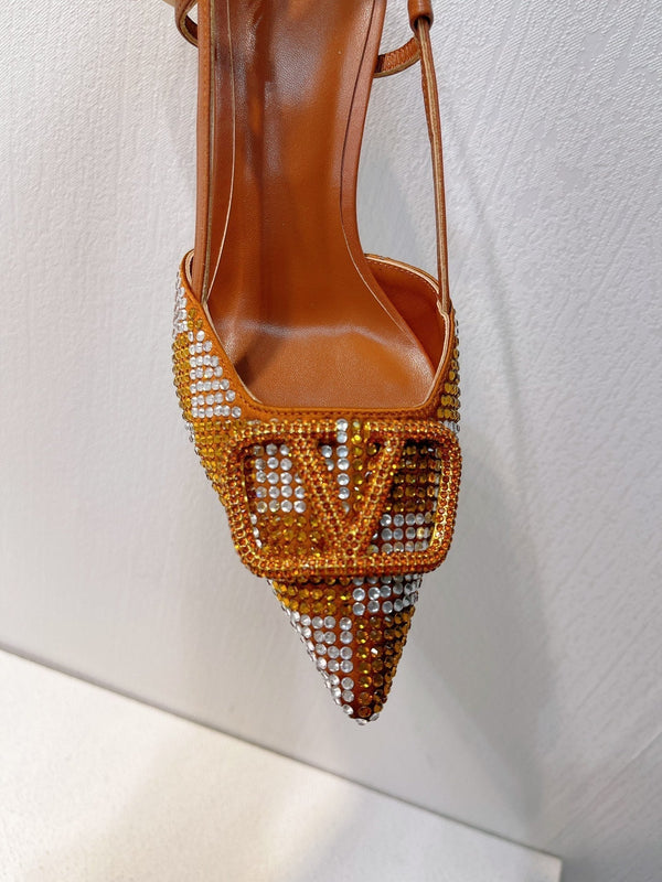 VT High Heeled Slingbacks Russet Sheepskin 292822