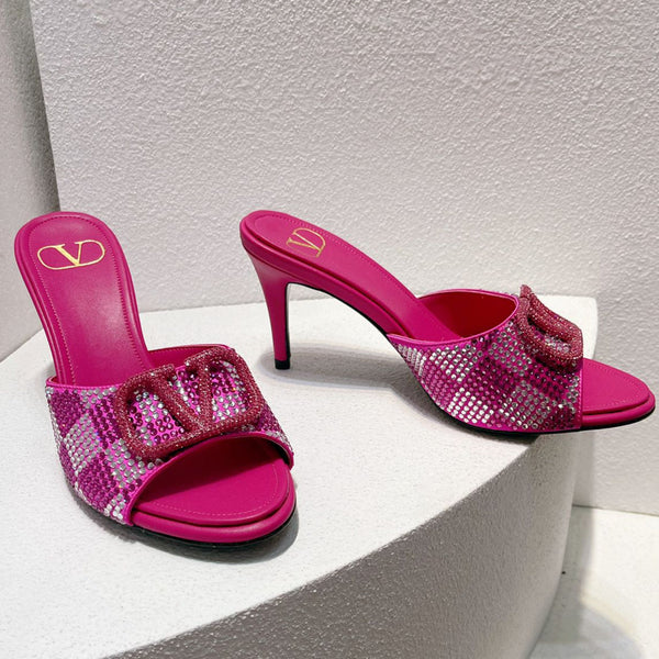 VT High Heeled Sandals Fuchsia Pink Sheepskin 292836