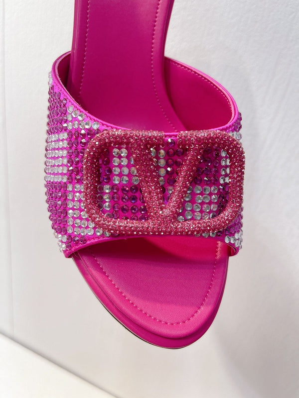 VT High Heeled Sandals Fuchsia Pink Sheepskin 292836