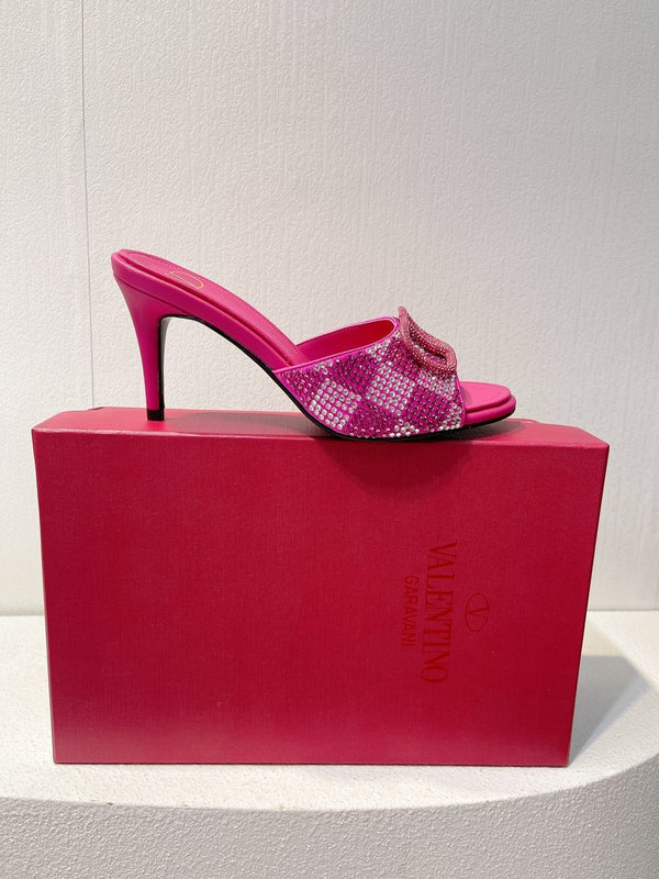 VT High Heeled Sandals Fuchsia Pink Sheepskin 292836