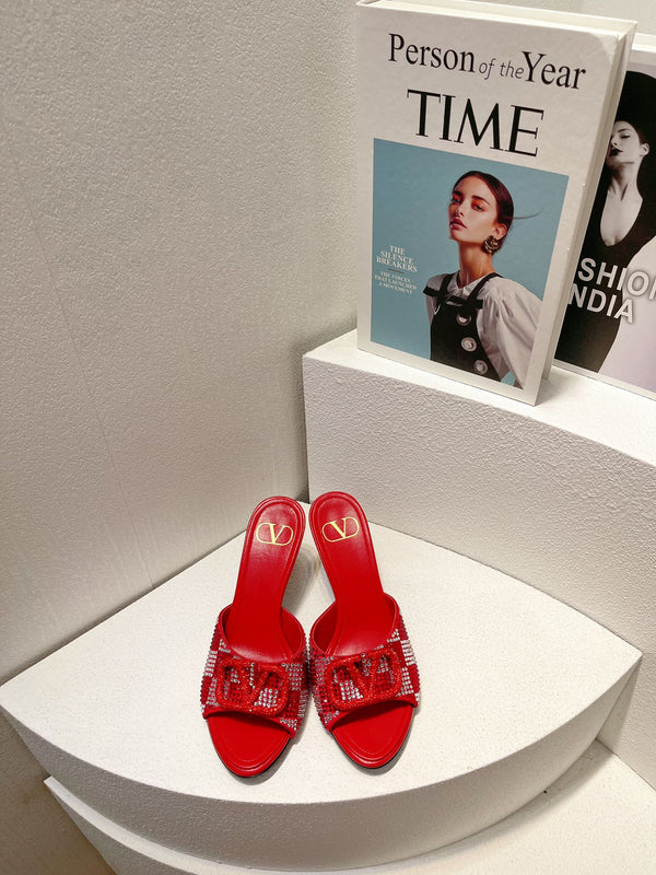 VT High Heeled Sandals Cherry Red Sheepskin 292838