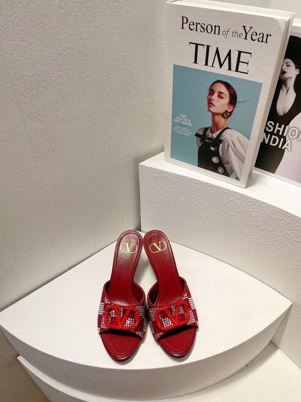 VT High Heeled Sandals Ruby Red Sheepskin 292842