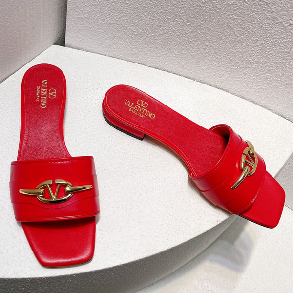 VT Moon Slides in Leather Red Cowhide 292859