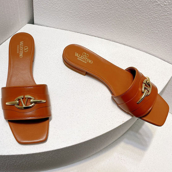 VT Moon Slides in Leather Brown Cowhide 292861