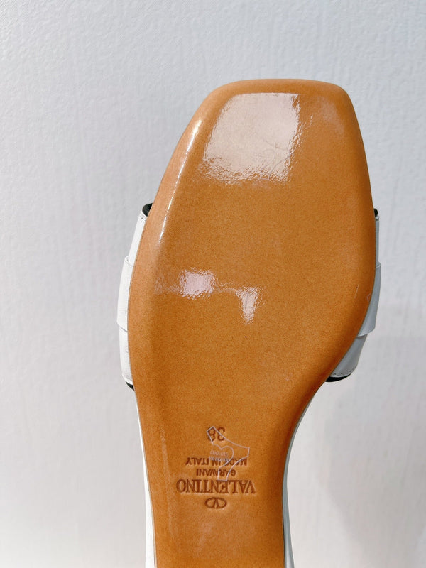 VT Moon Slides in Leather White Cowhide 292865