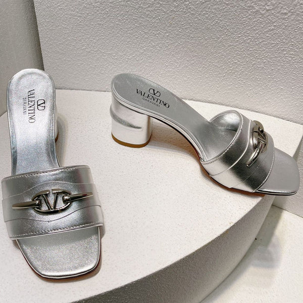 VT Leather Mules Silver Cowhide 292874