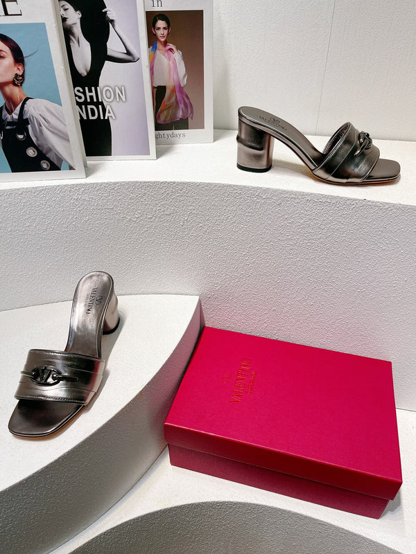 VT Leather Mules Gray Cowhide 292875