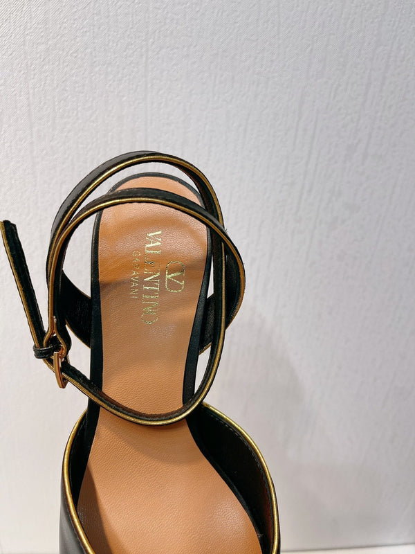 VT Sandals Heels 50mm Black Cowhide 292767