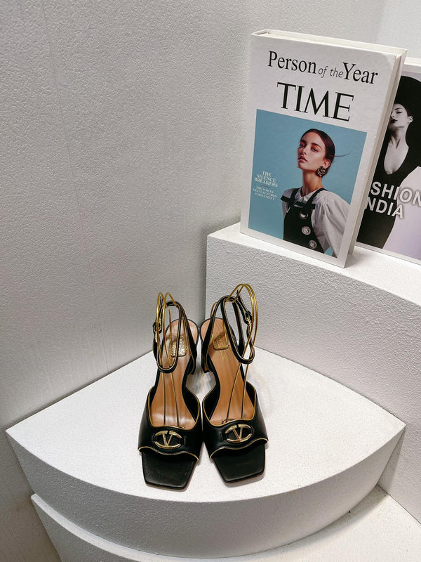 VT Sandals Heels 70mm Black Cowhide 292777