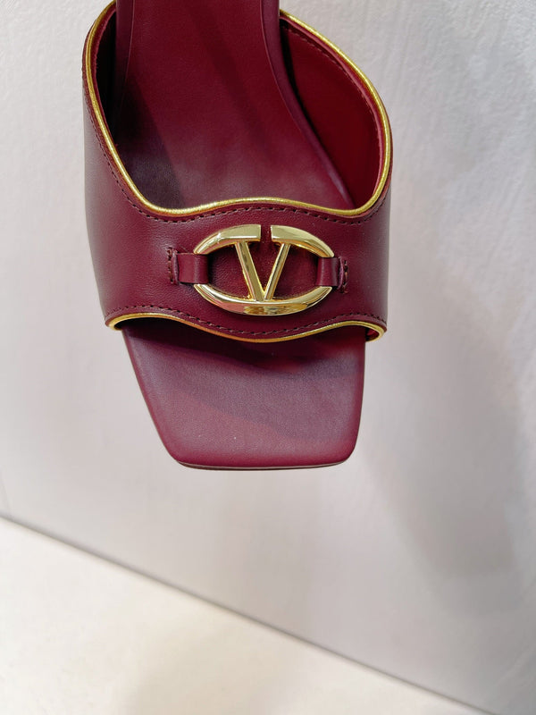 VT Sandals Heels 70mm Ruby Red Cowhide 292779