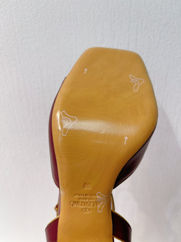 VT Sandals Heels 70mm Ruby Red Cowhide 292779