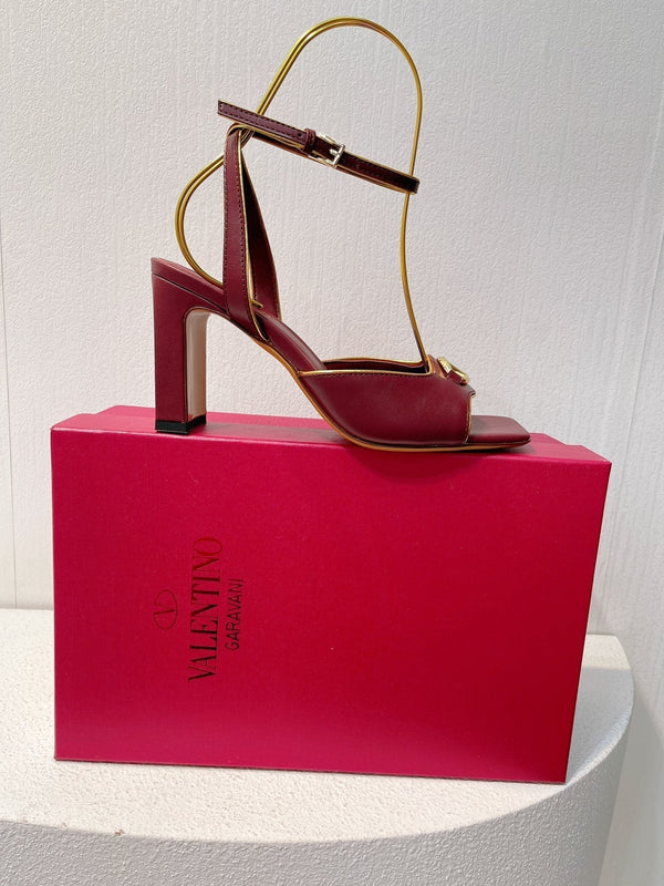 VT Sandals Heels 70mm Ruby Red Cowhide 292779