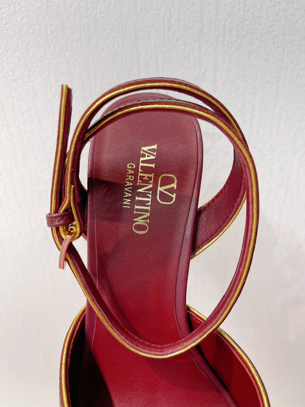 VT Sandals Heels 70mm Ruby Red Cowhide 292779