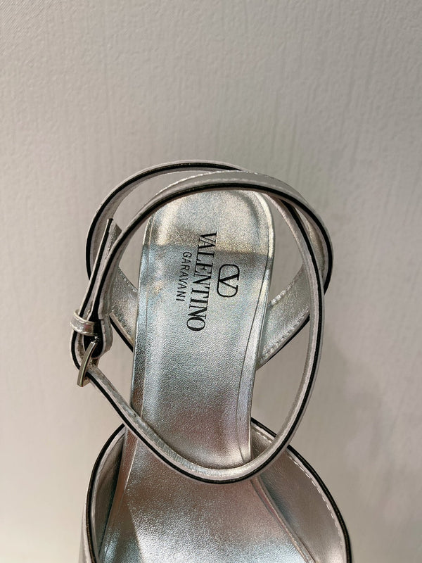 VT Sandals Heels 70mm Silver Cowhide 292785