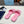 PRA SAFFIANO PATENT SLIDES OSTRICH MOTIF PINK CALFSKIN