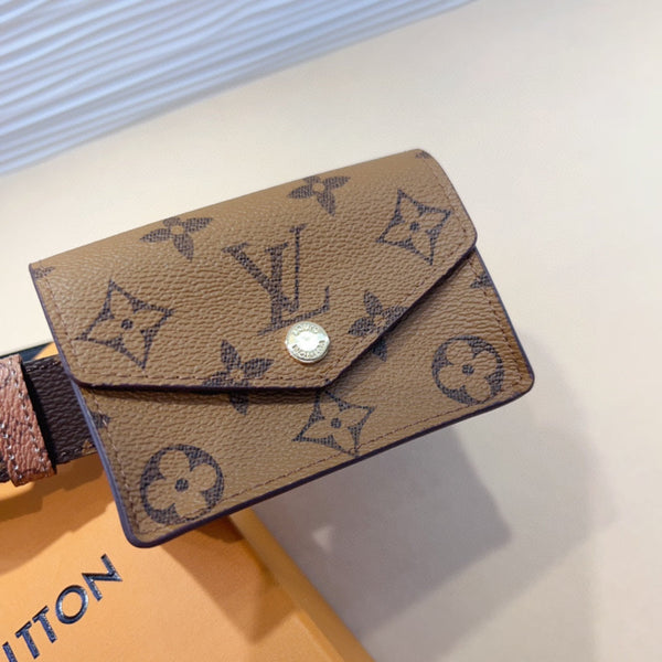 CINTURA MULTITASCHE LV DA 30 MM IN PELLE DI VITELLO MONOGRAMMA MARRONE CAMMELLO CON FERRAMENTA IN ARGENTO