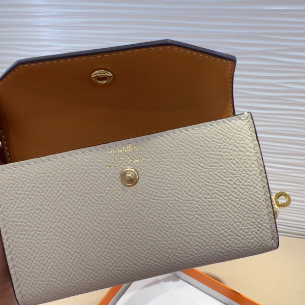 HM KELLY POCKET 18MM BELT WHITE LEATHER GOLD HARDWARE