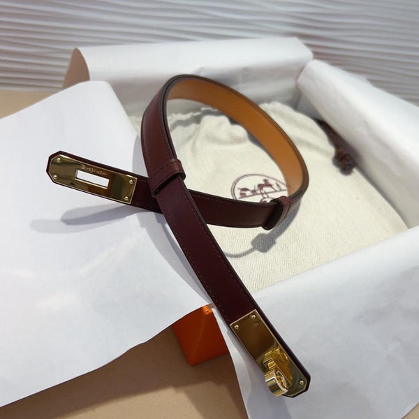 hm kelly belt 18mm burgundy calfskin gold buckle