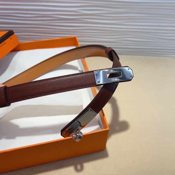 hm kelly belt 18mm burgundy calfskin silver buckle