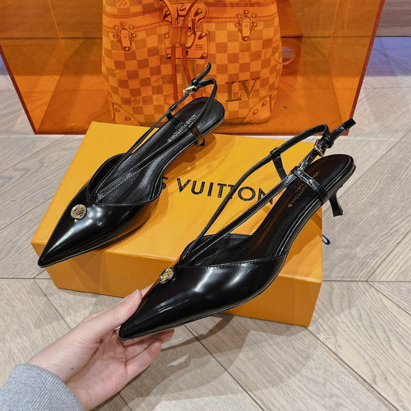 LV SLINGBACK CON TACCO BASSO NERO