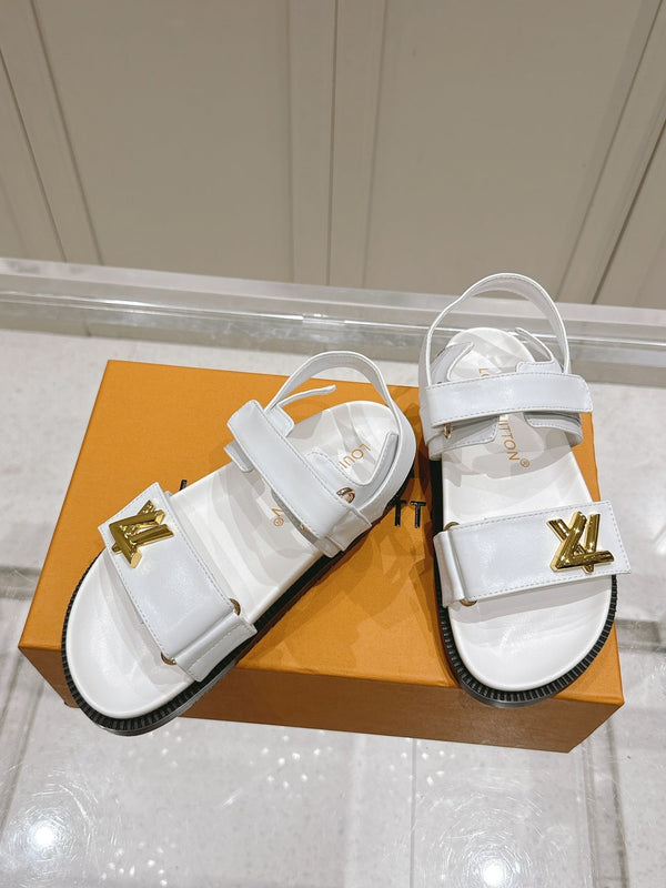 LV Sunset Flat Comfort Sandal White Calfskin 480782