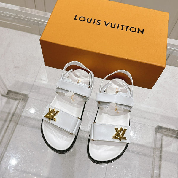 LV Sunset Flat Comfort Sandal White Calfskin 480782
