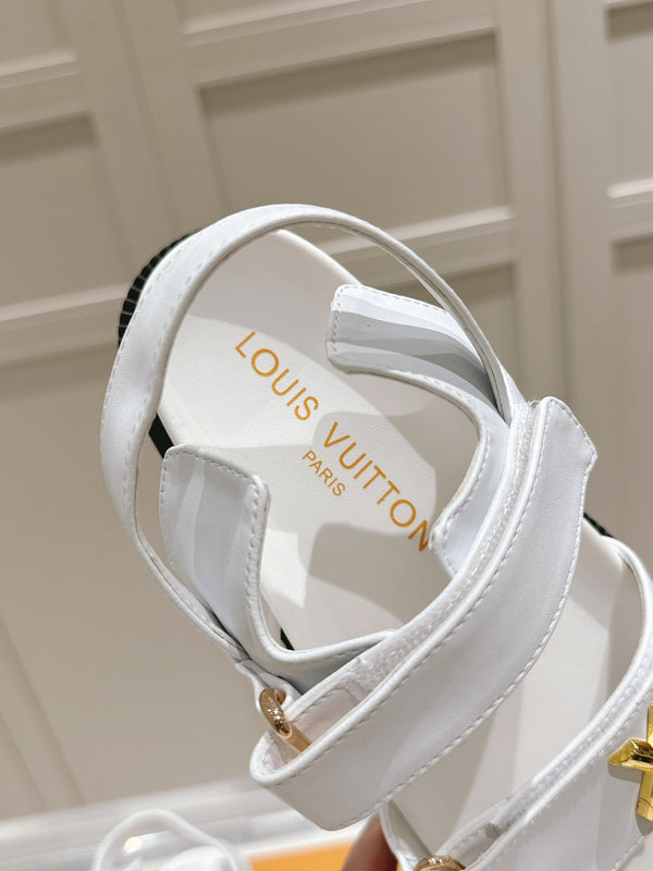 LV Sunset Flat Comfort Sandal White Calfskin 480782