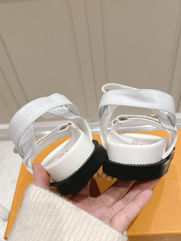 LV Sunset Flat Comfort Sandal White Calfskin 480782