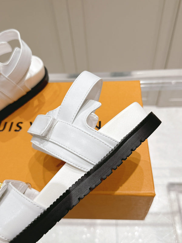 LV Sunset Flat Comfort Sandal White Calfskin 480782