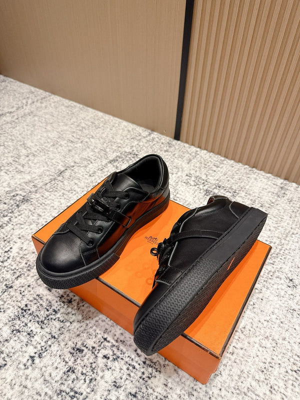 HM Casual Sneakers Black Buckle Black Leather