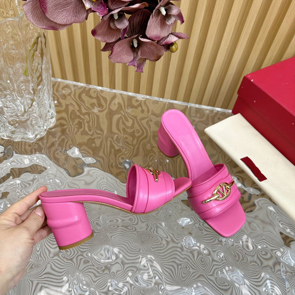 High Heel 70 Mule Sandal The Bold Edition Vlogo Square Toe Pink