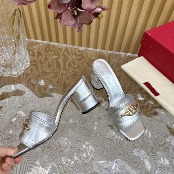 Sandalo con tacco alto 70 The Bold Edition Vlogo, punta quadrata, argento