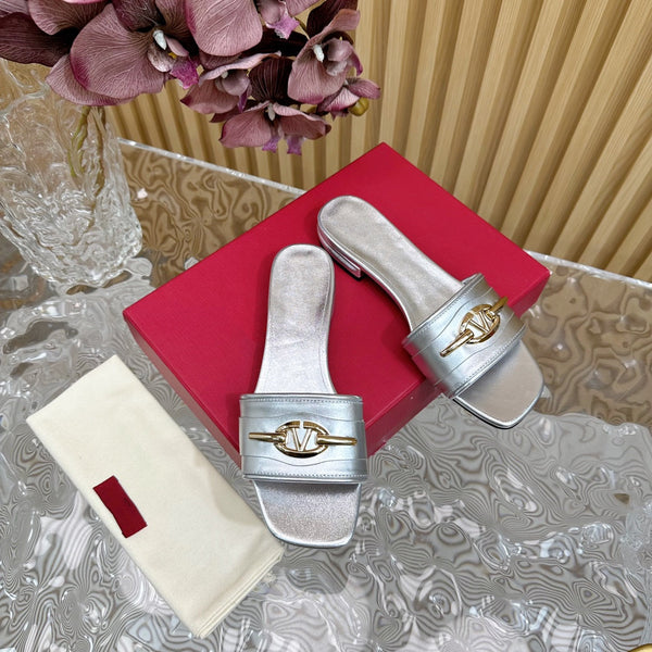 Sandalo Mule The Bold Edition Vlogo Punta Quadrata 20mm Argento