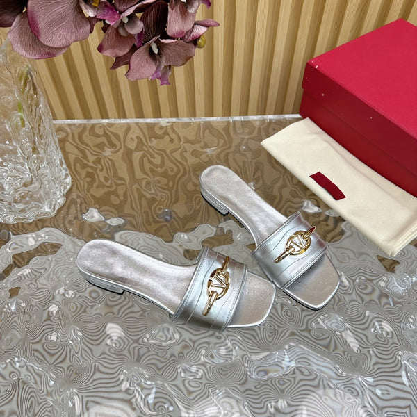 Sandalo Mule The Bold Edition Vlogo Punta Quadrata 20mm Argento