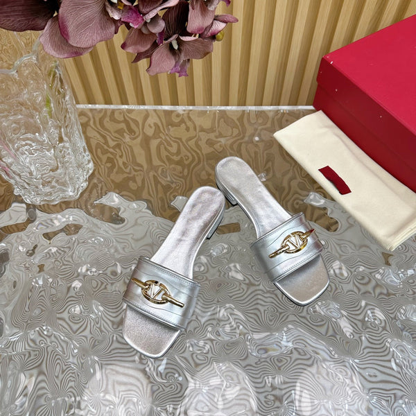 Sandalo Mule The Bold Edition Vlogo Punta Quadrata 20mm Argento