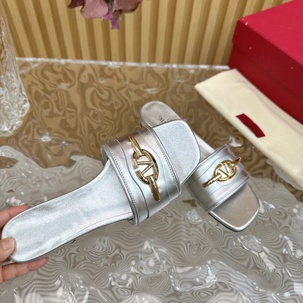 Sandalo Mule The Bold Edition Vlogo Punta Quadrata 20mm Argento