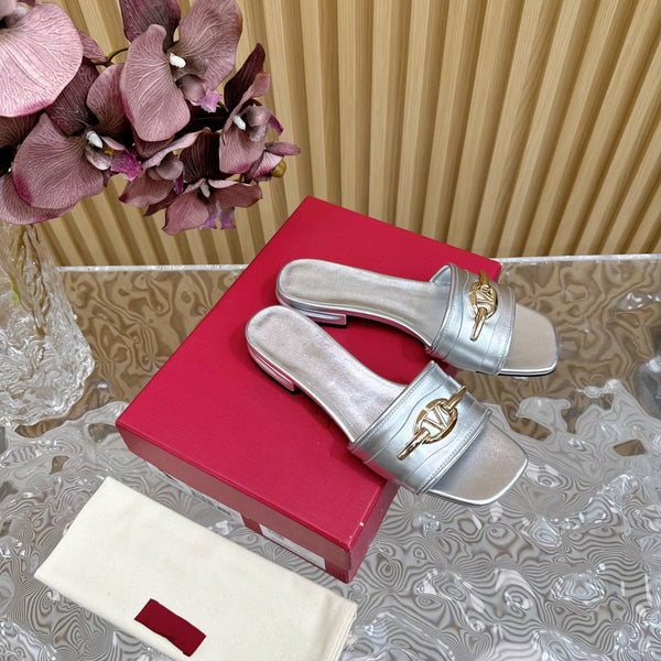 Sandalo Mule The Bold Edition Vlogo Punta Quadrata 20mm Argento