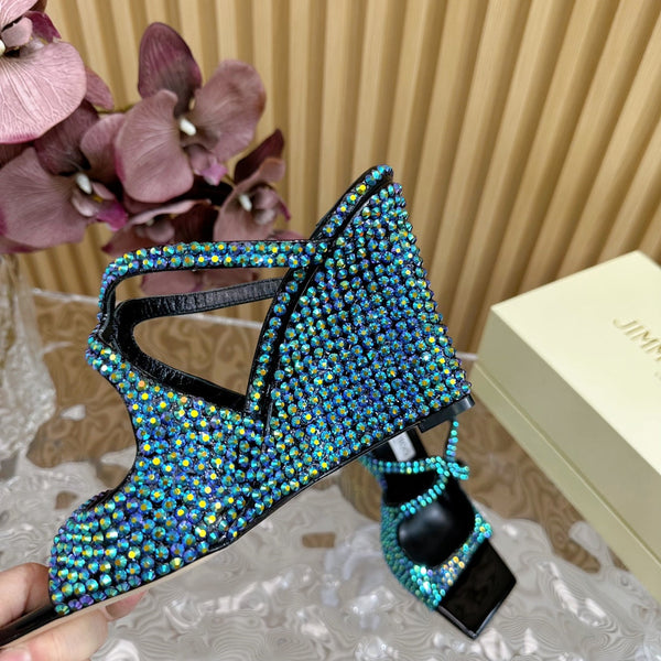 Jimmy Anise 105mm in pelle di agnello con borchie di perle verde scuro 581534