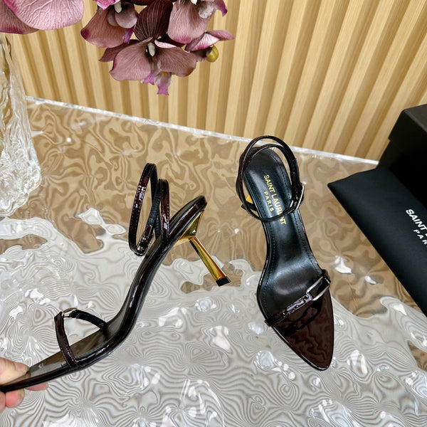 KITTY SANDALS 70 IN BLACK MAROON SHINY LEATHER