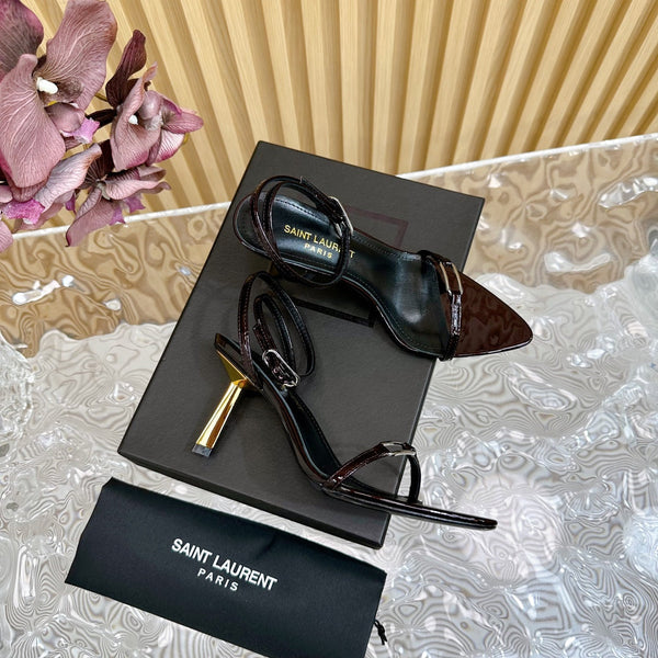 KITTY SANDALS 70 IN BLACK MAROON SHINY LEATHER