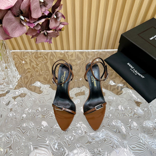 KITTY SANDALS 70 IN BROWN SHINY LEATHER