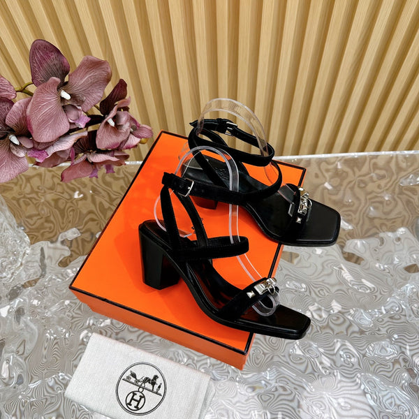 hm iveresse sandal 65 black suede calfskin