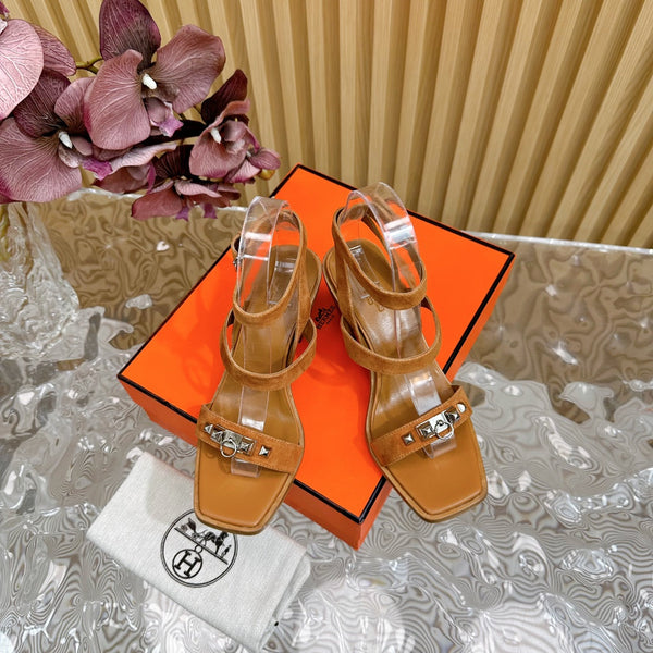 hm iveresse sandal 65 gold brown suede calfskin